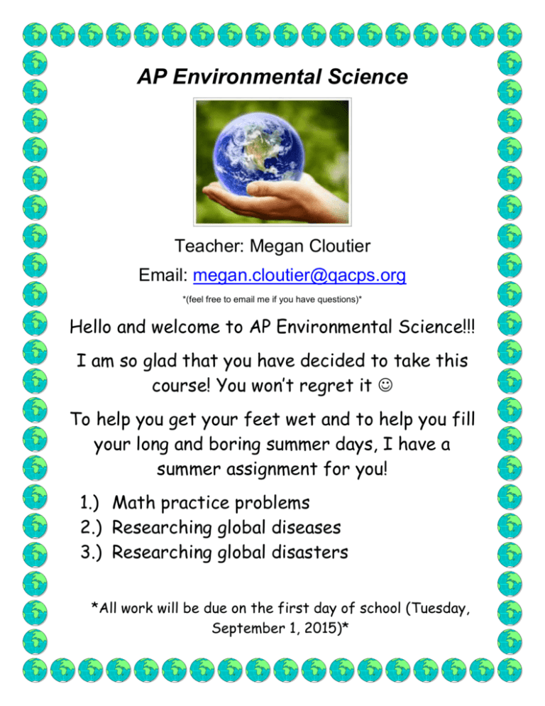 ap environmental science summer assignment quizlet
