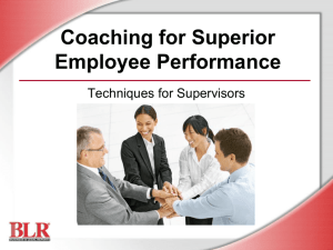 Coaching for Superior Employee Performance-Techniques