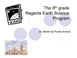 The 8th grade Regents Earth Science Program