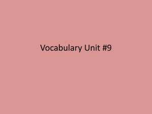 Vocabulary Unit #9