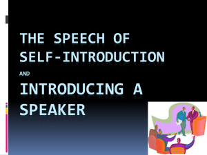 The Speech of Self-Introduction