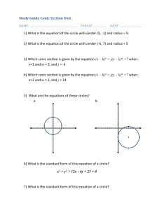 Study Guide Conic Section Unit