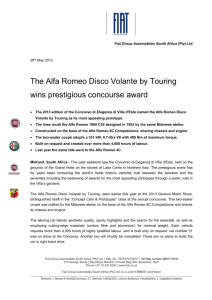 The Alfa Romeo Disco Volante by Touring wins prestigious