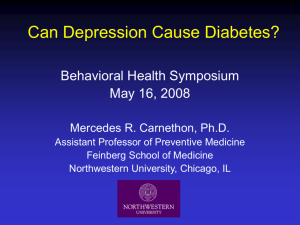6% of the association between depressive symptoms and diabetes