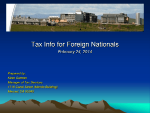 Tax Information for Foreign Nationals