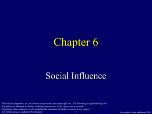 Social influence is a change in behavior caused by real or imagined