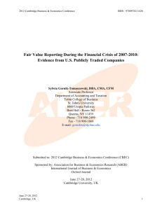Fair Value Reporting During the Financial Crisis of 2007