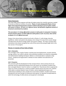 Physics 11 Course Outline 2015