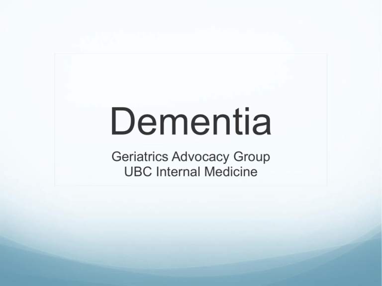 Dementia Canadian Geriatrics Society