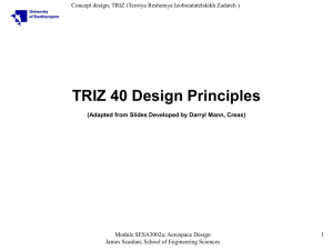 TRIZ 40 Design Principles (Adapted from Slides Developed by