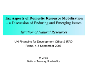 Tax Aspects of Domestic Resource Mobilisation