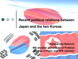 Recent political relations between Japan and the Two Koreas