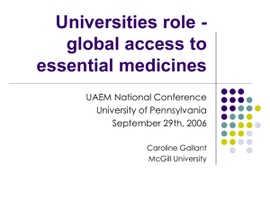 Universities' Role - Universities Allied for Essential Medicines