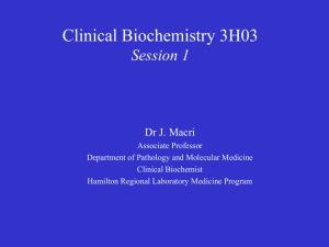 Clinical Biochemistry 3H3 Session 1