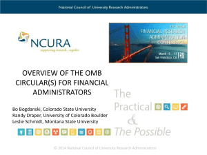 NCURA FRA: Overview of the OMB Circulars