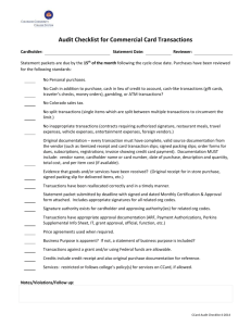 Audit Checklist for Commercial Card Transactions