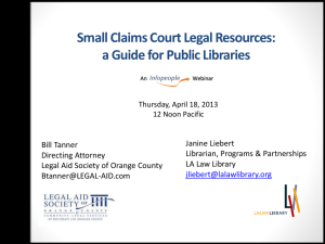 Small Claims Court Legal Resources: a Guide for