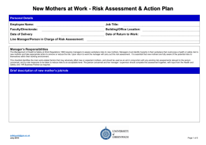 New Mothers at Work - Risk Assessment & Action Plan