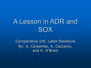 A Lesson in ADR and SOX