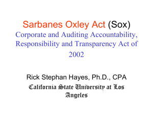 Sarbanes Oxley Act of 2002 - California State University, Los Angeles