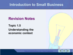 Topic 1.5 Understanding the economic context