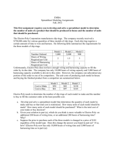 EMBA Spreadsheet Modeling Assignments Fall, 2012 This first