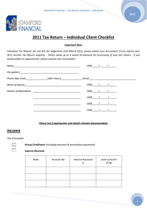 2011 Tax Return Checklist