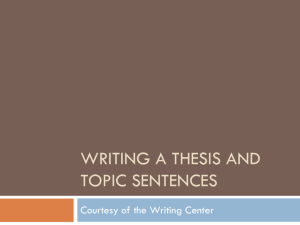 Topic Sentences and Thesis Statements PowerPoint with Practice