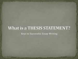 What is a THESIS STATEMENT? - Nutley Public School District
