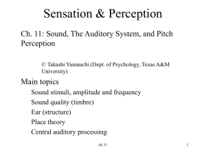 Ch. 10: Sound, auditory system, pitch perception