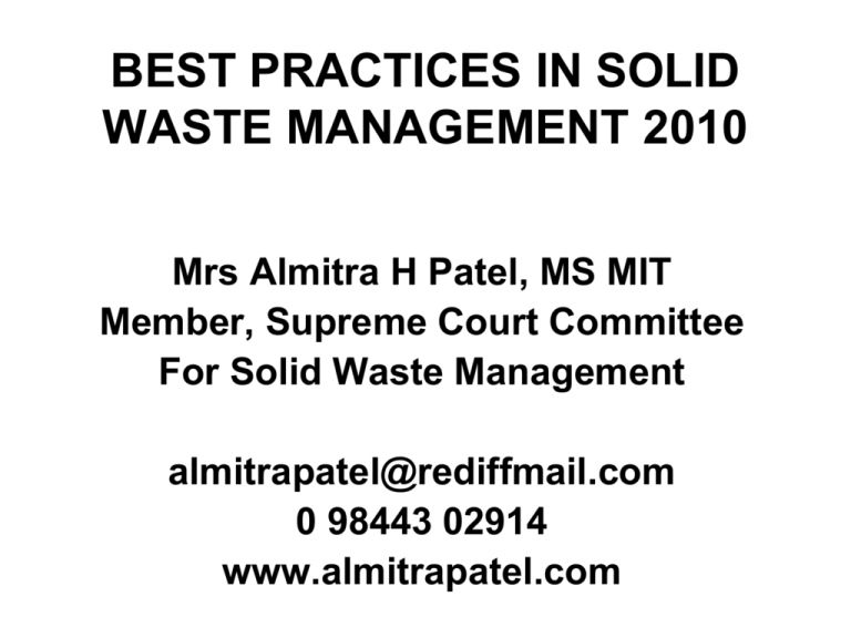 Define The Terms Solid Waste Management