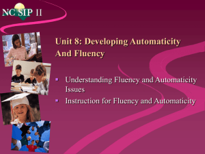 Unit 8: Developing Automaticity And Fluency