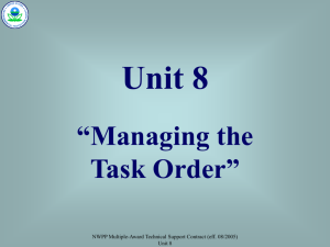 Unit 8 - “Managing the Task Order”