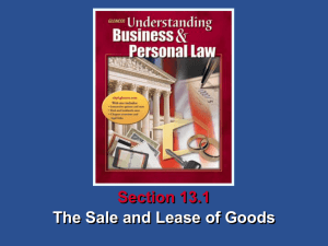 Understanding Business and Personal Law The Sale and Lease of