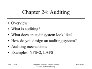 Chapter 24: Auditing - Welcome to nob.cs.ucdavis.edu!