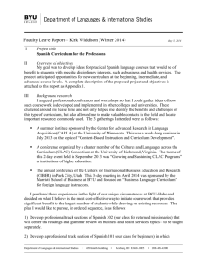 May 5, 2014 Faculty Leave Report &ndash; Kirk Widdison (Winter 2014