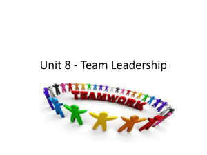 Unit 8 - Team Leadership