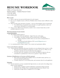 Assign #5 & #6. Resume Information & Rubrics