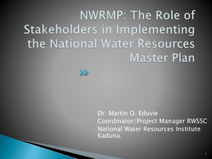 NWRMP- The Role of Stakeholders in Implementing
