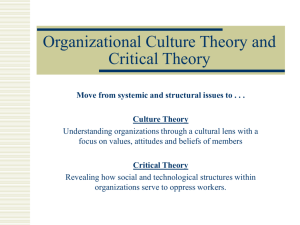 Organizational Culture Theory and Critical Theory