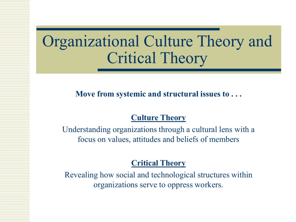 organisational culture theory thesis