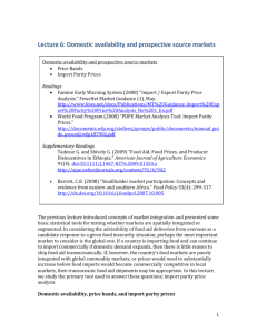 Lecture 6: Domestic availability and prospective source markets