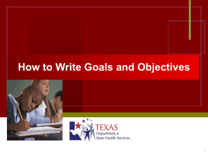 School Health Advisory Councils-How to Write Goals & Objectives