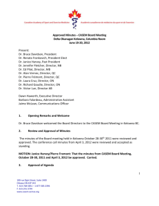 Approved Minutes – CASEM Board Meeting Delta Okanagan