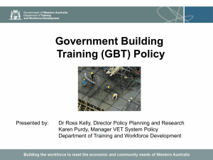 GBT Policy information forum - Department of Training and