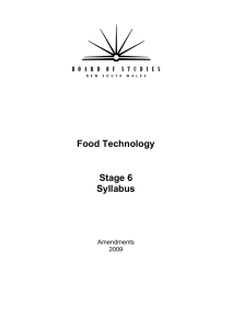Food Technology Stage 6 Syllabus - Board of Studies Teaching and