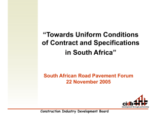 Towards Uniform Conditions of Contract and Specifications