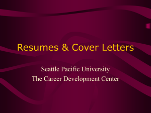 Resumes & Cover Letters - Seattle Pacific University