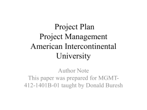 Project Plan Project Management Sherrell Holifield American