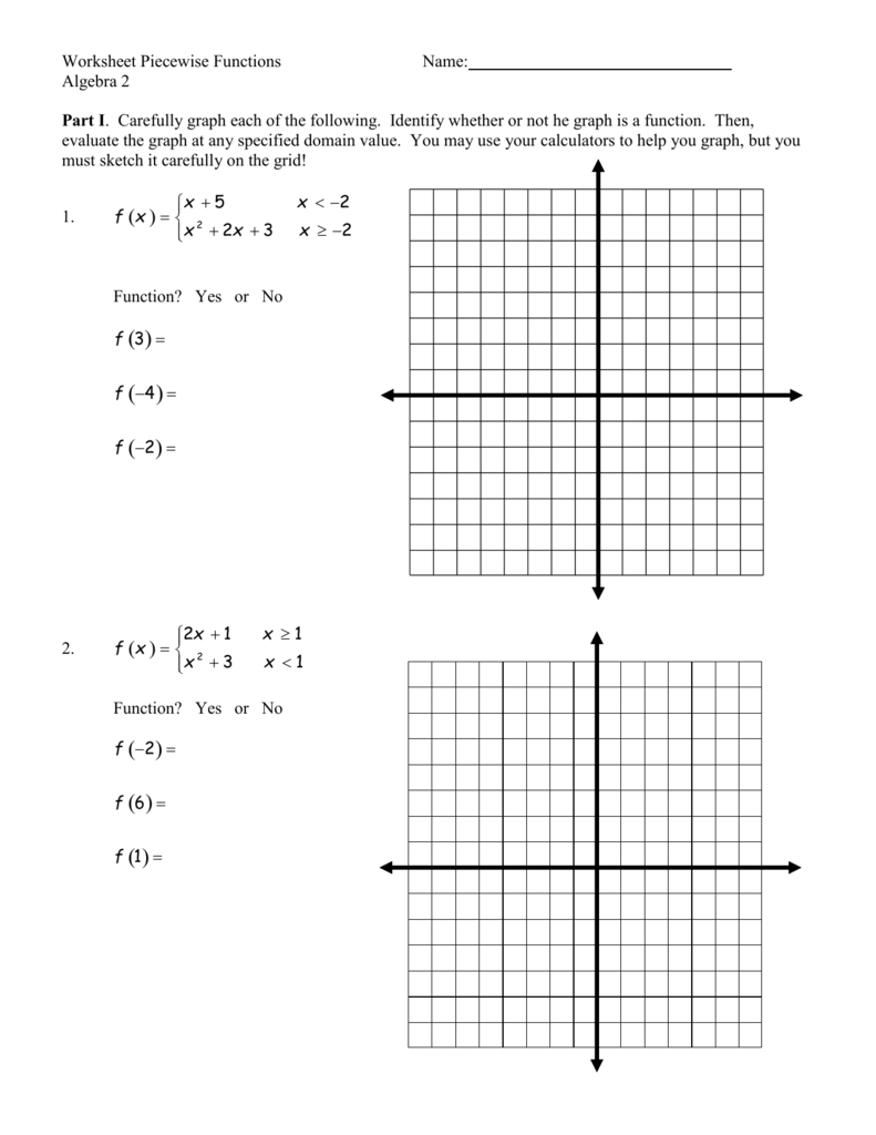 Worksheet Piecewise Functions With Worksheet Piecewise Functions Algebra 2